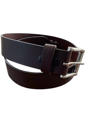 Men’s Brown Full Grain Leather Belt Size 34 Removable Buckle Made in Canada
